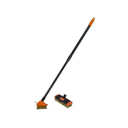 Kőburkolat tisztító kefe szett teleszkópos fém nyéllel, 80-140 cm 