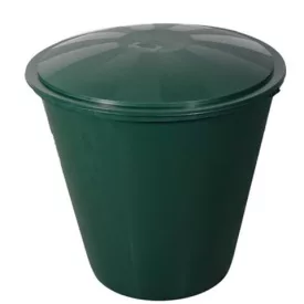 Esővíztároló kerek 210L, tető + csap, műanyag