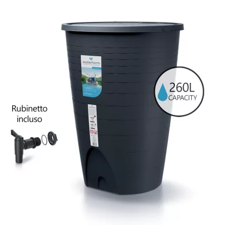 Esővízgyűjtő tartály csappal 260L PERUNO antracit