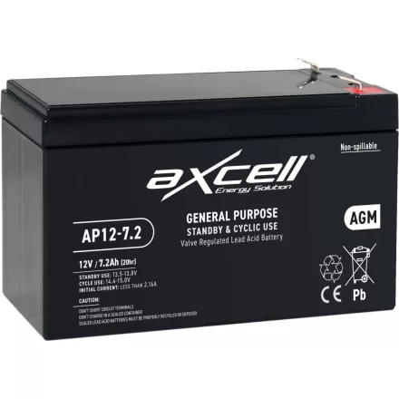 AXCELL indítóakkumulátor 12V-7.2A (118120069/0 helyettesítő)