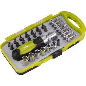 Csavarhúzó készlet, racsnis bit, dugókulcs, 30 db 