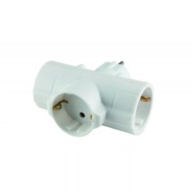 Földelt T elosztó,  3 utas, fehér