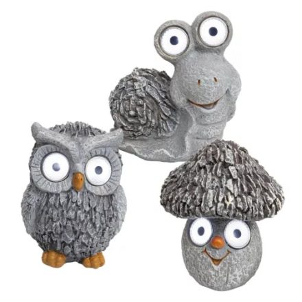 Solar kerti lámpa, bagoly/csiga/gomba