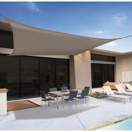 Sun-Net Kit poliészter napvitorla, 3,6 x 3,6 m, barna