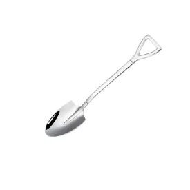 Kávéskanál, ásó alakú, ezüst, 12 cm (dáma)