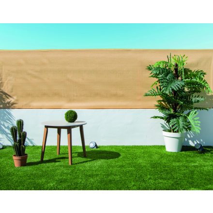 Recynet szőtt árnyékoló háló gomblyukakkal, 1 m x 10 m, homok