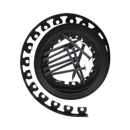 Kerti ágyásszegély szett, flexibilis, 3,8 cm x 10 m, grafitszürke 