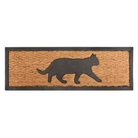 Kókuszrost és gumi lábtörlő, cicás, 75 cm x 25 cm