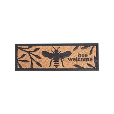 Kókuszrost és gumi lábtörlő, méhecske mintás, 75 cm x 25 cm