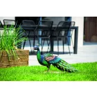 Peacky stilizált dekoratív színes fém páva figura