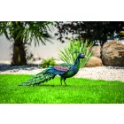 Peacky stilizált dekoratív színes fém páva figura