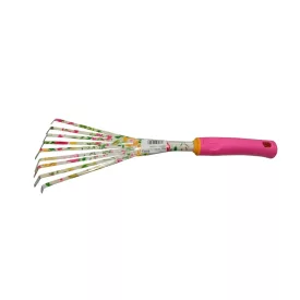 Kerti gereblye, virág mintás, fém