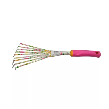 Kerti gereblye, virág mintás, fém